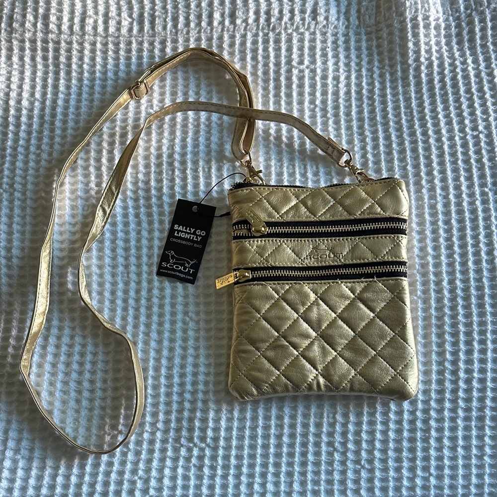 Scout Metallic Gold Quilted Crossbody Bag